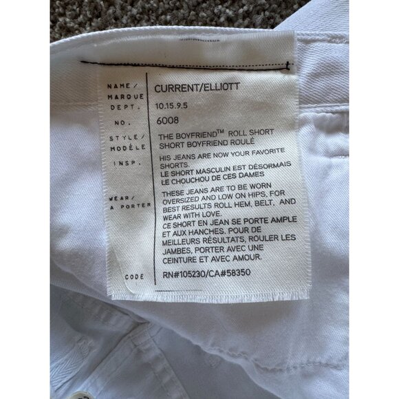 Current Elliott Shorts White Denim Size 26 The Boyfriend Rolled Short Oversized - Picture 4 of 8